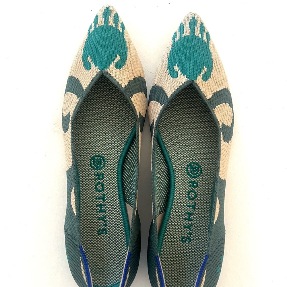 Rothy's the pointe Moroccan green rare patterned flats. - Picture 6 of 9
